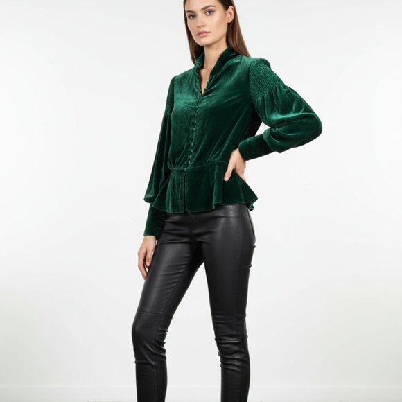 NWT $280 BCBG MAX AZRIA emerald green velvet jacket XS - Picture 13 of 13
